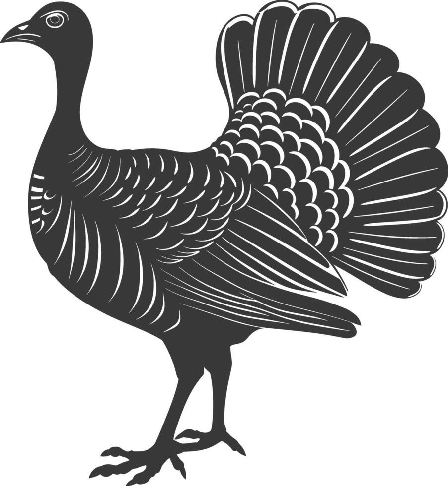 AI generated Silhouette Turkey Animal black color only full body vector