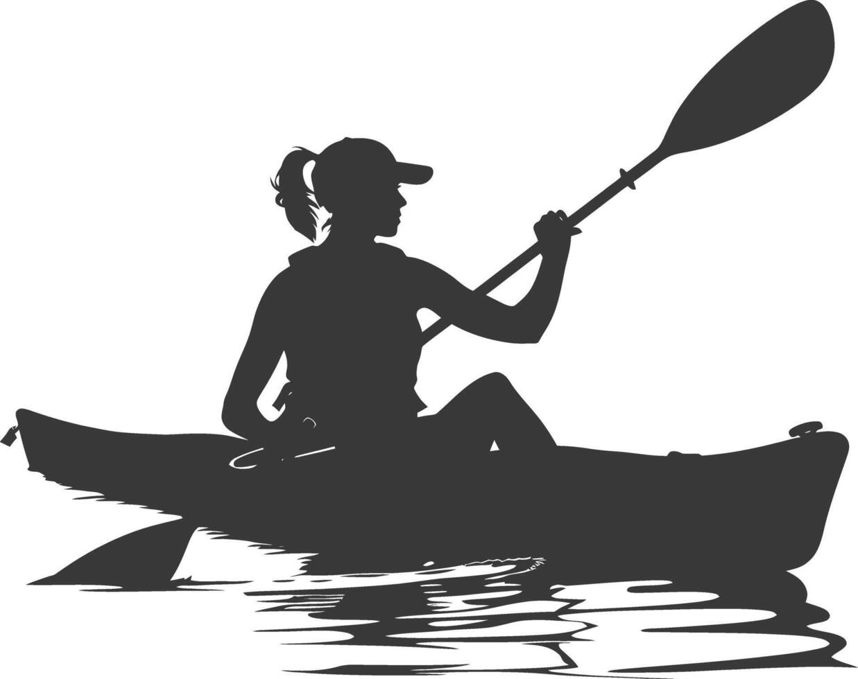 AI generated Silhouette Woman Canoe Player in action full body black color only vector