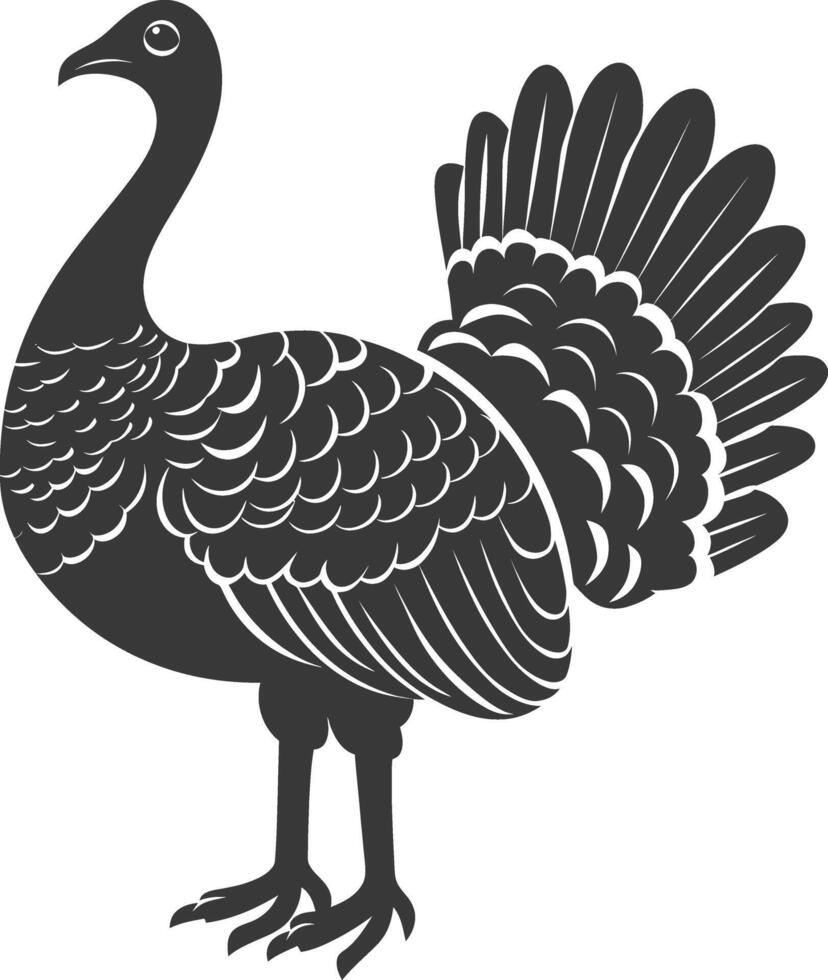 AI generated Silhouette Turkey Animal black color only full body vector