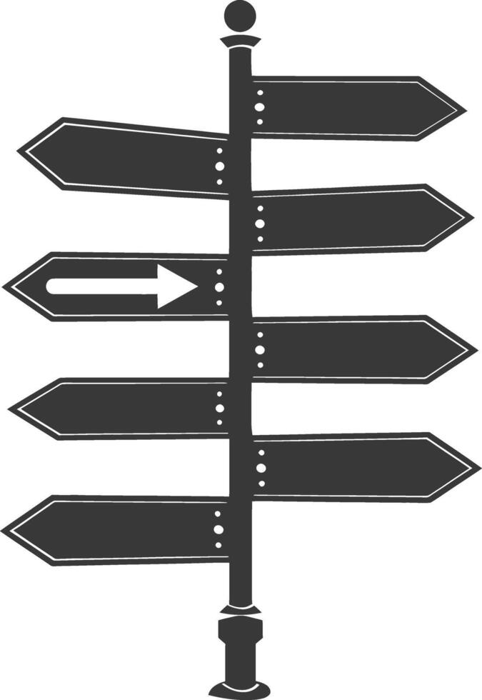 AI generated Silhouette steel directional signboard black color only vector