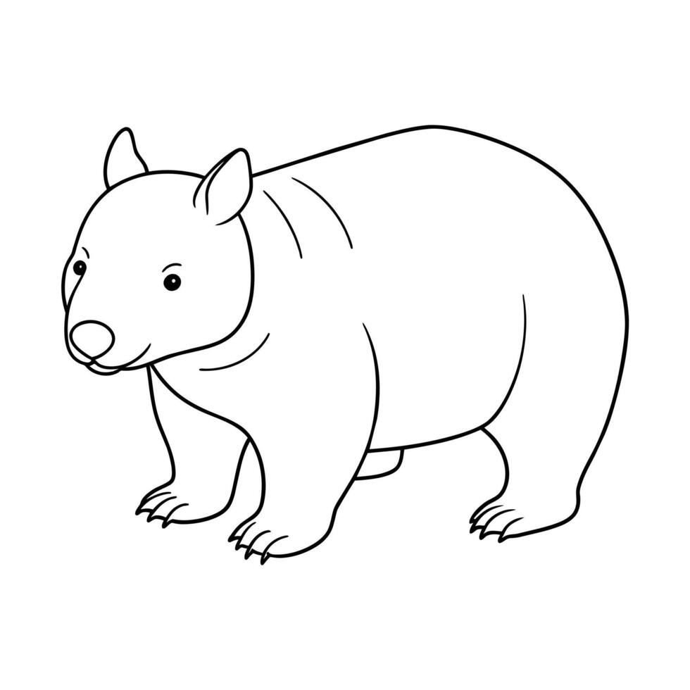 Wombat Coloring Page for Kids. vector