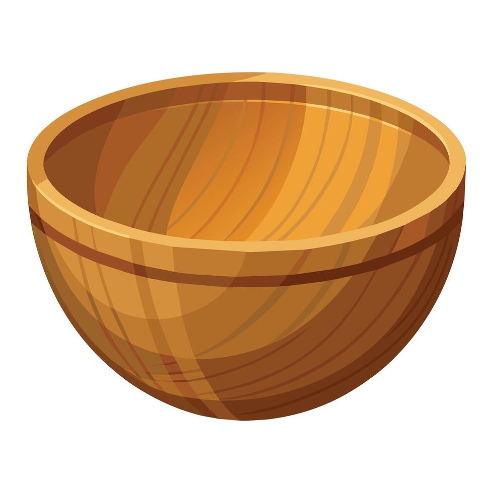 Wooden Bowl Illustration on White Background. vector