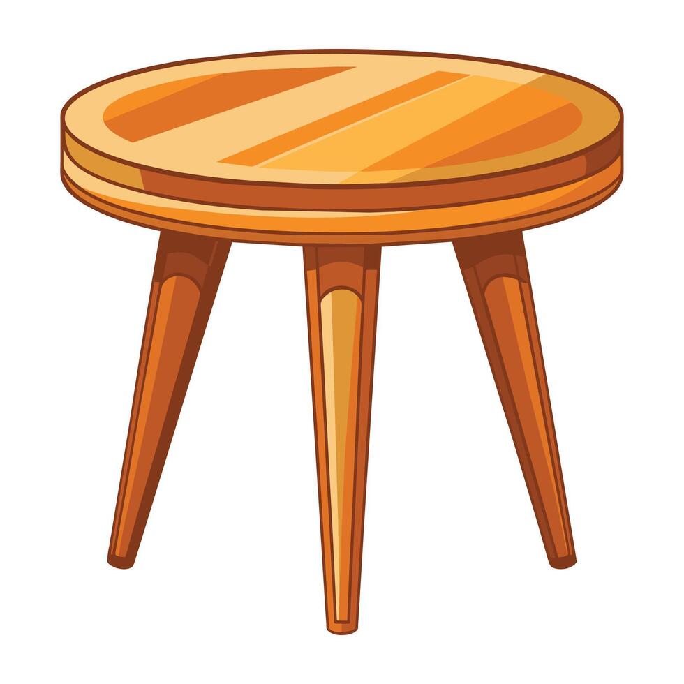 Wooden Round Table with Legs on White. vector