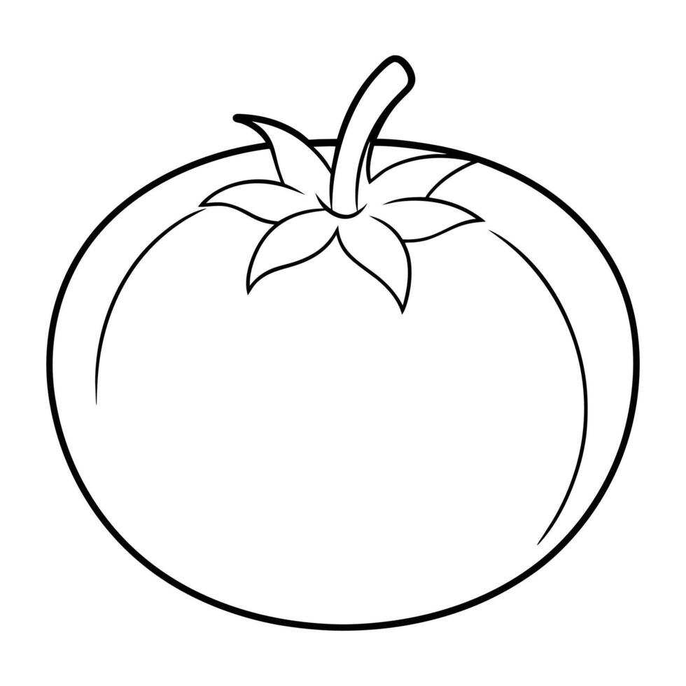 Vector of Tomato Illustration Coloring Page for Kids.