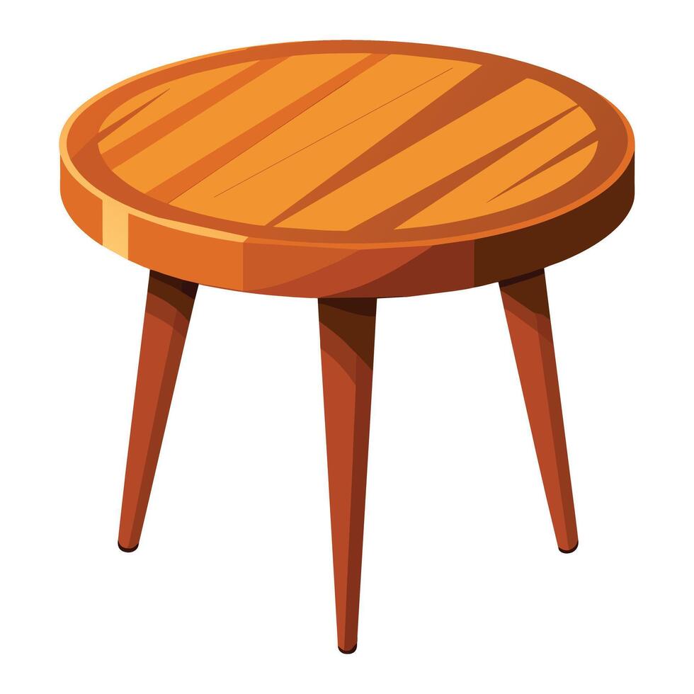 Wooden Round Table with Legs on White. vector