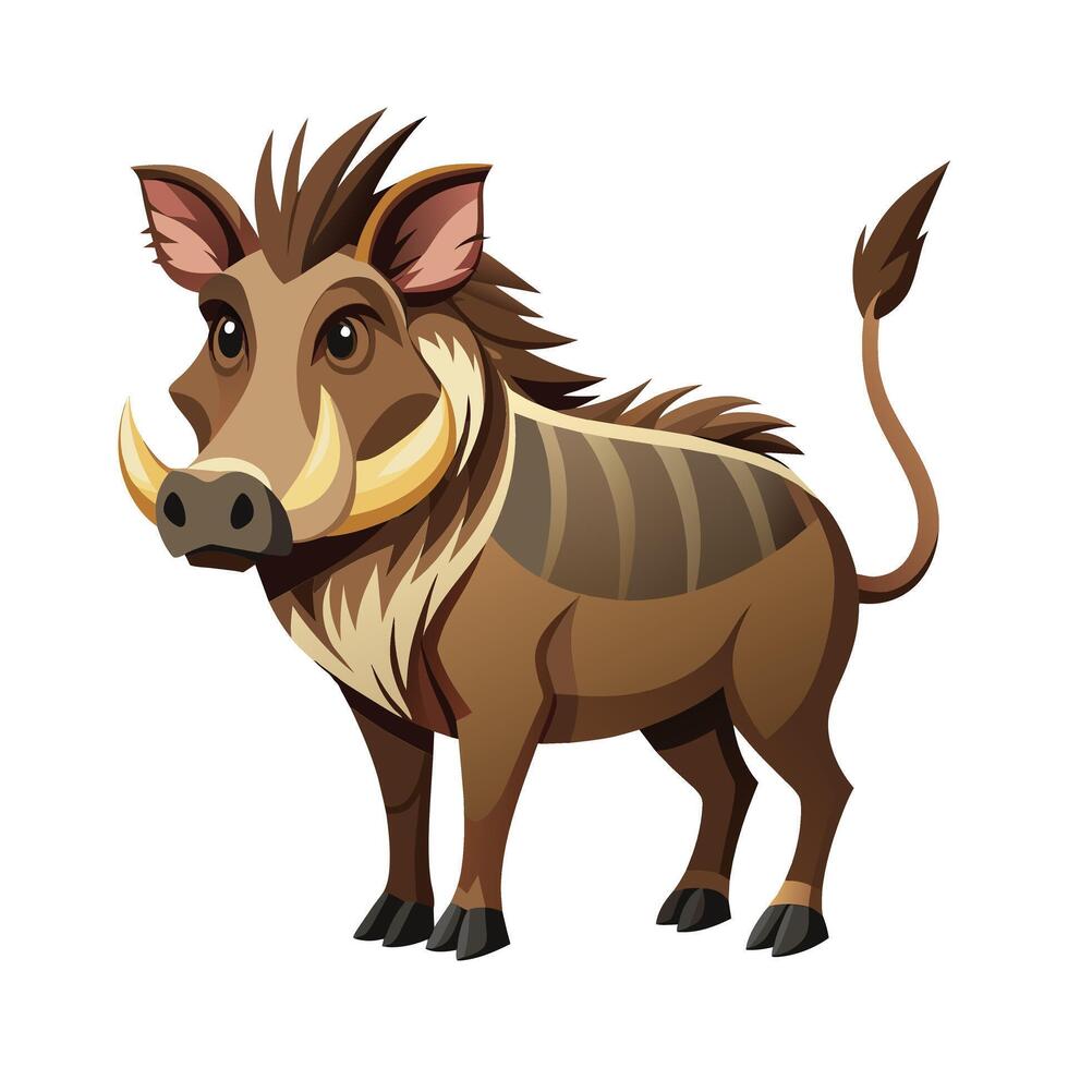 Warthog Illustration on White Background. vector