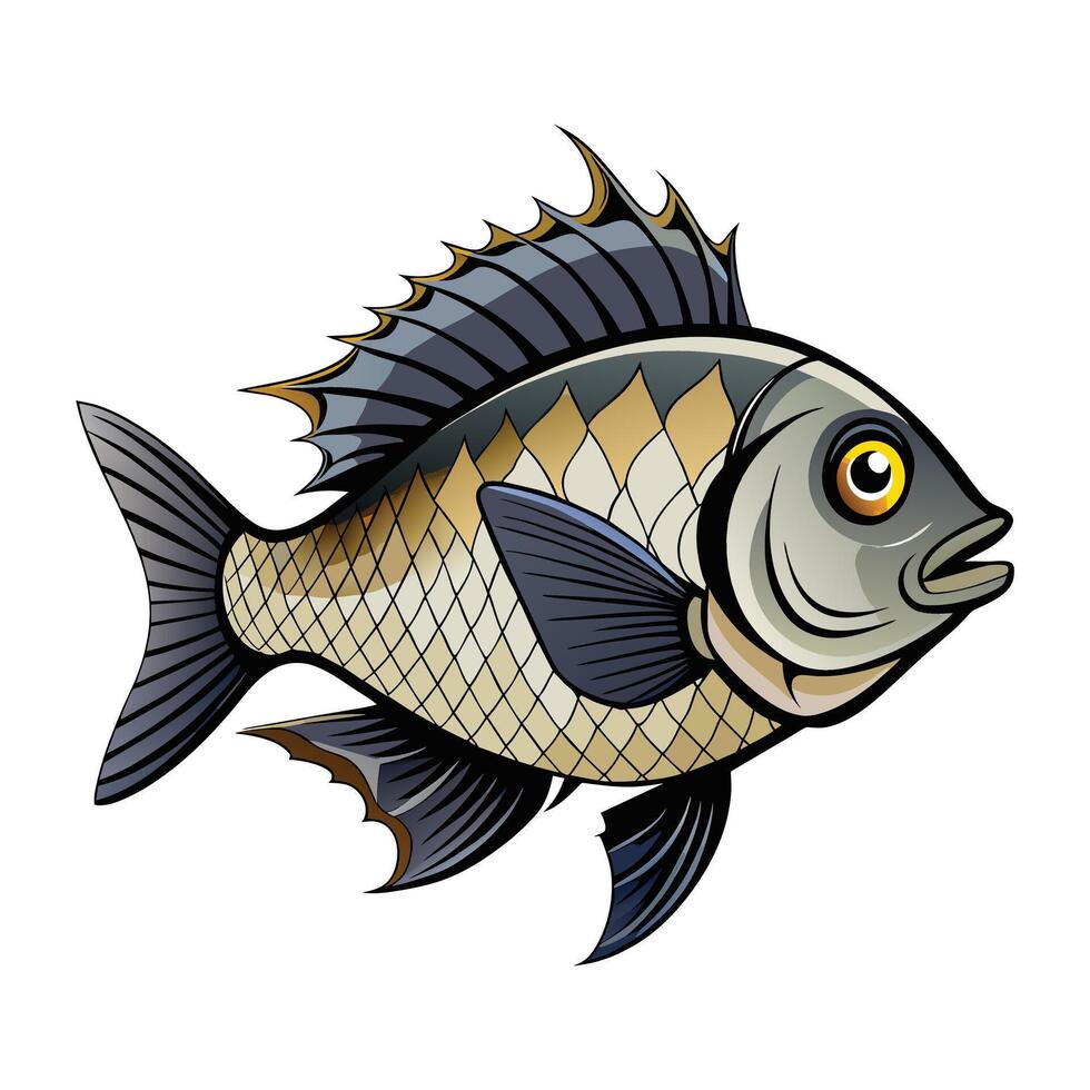 Bream Fish Illustration on White Background vector