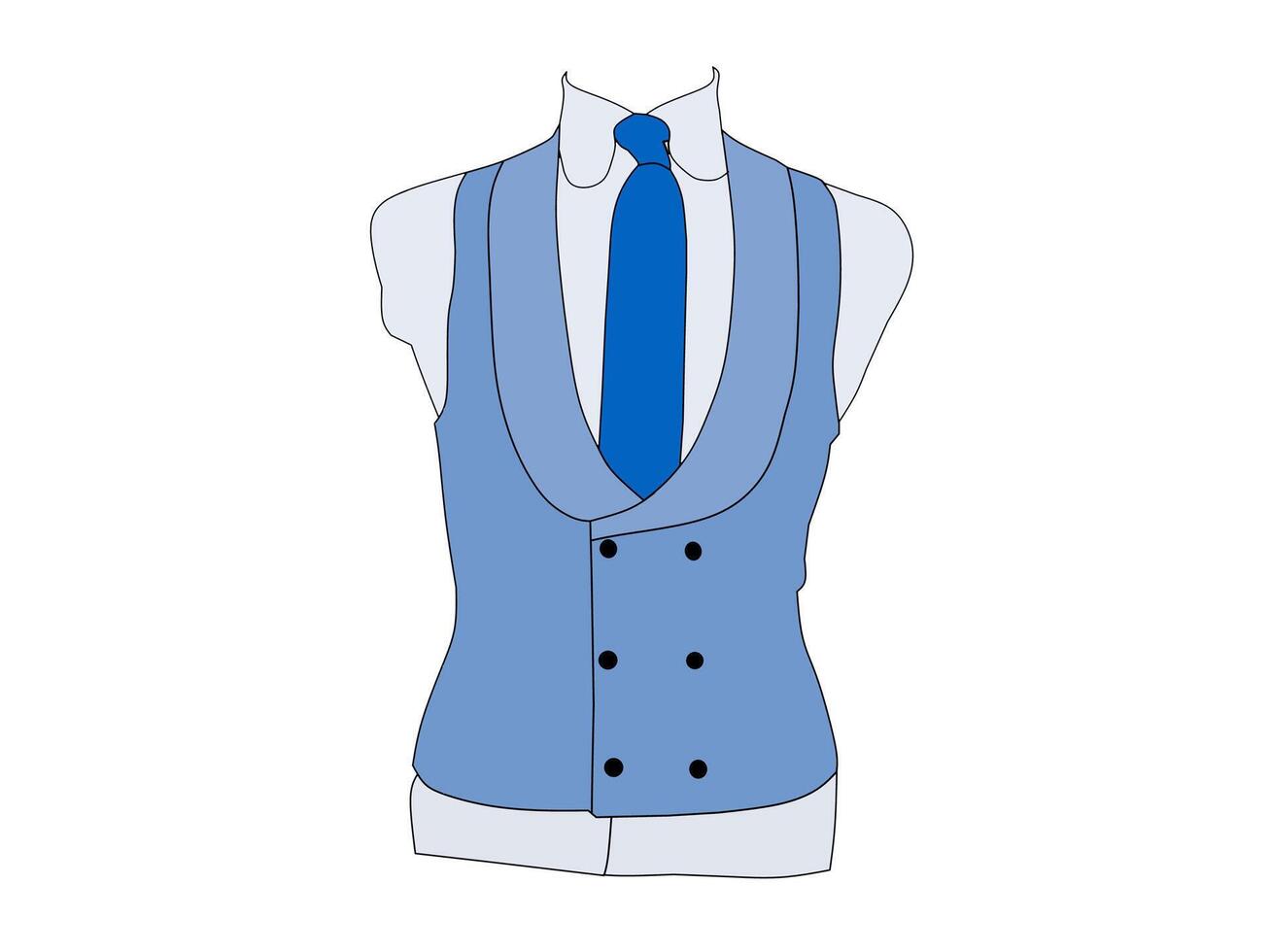 Vector illustration of a light blue vest with a blue tie. Business background themed vest clothing concept.