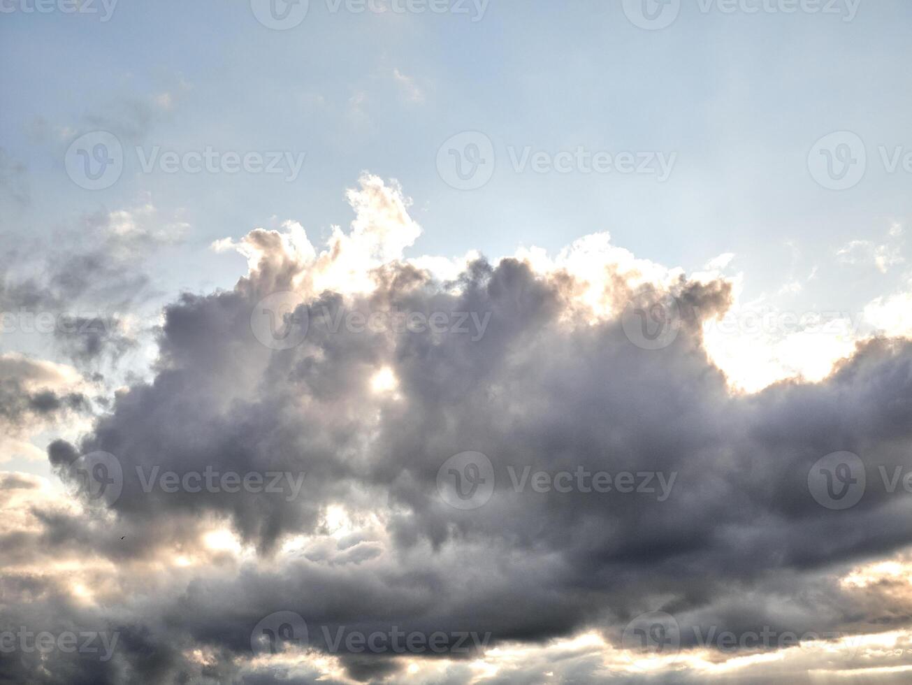 White fluffy clouds in the deep blue sky. Heaven background photo