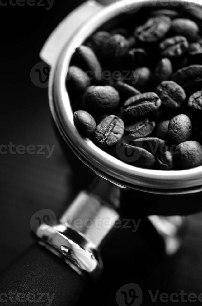 Coffee beans close view, fresh coffee background photo