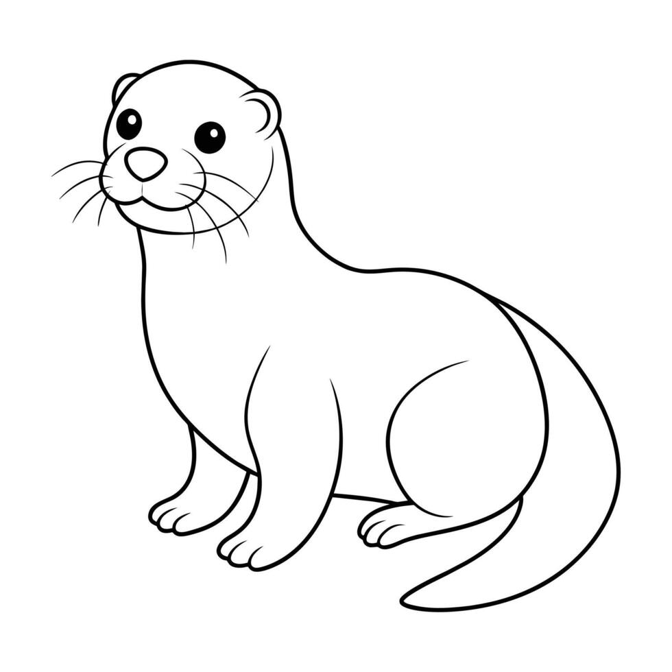 Vector of Sea Otter Illustration Coloring Page for Kids.