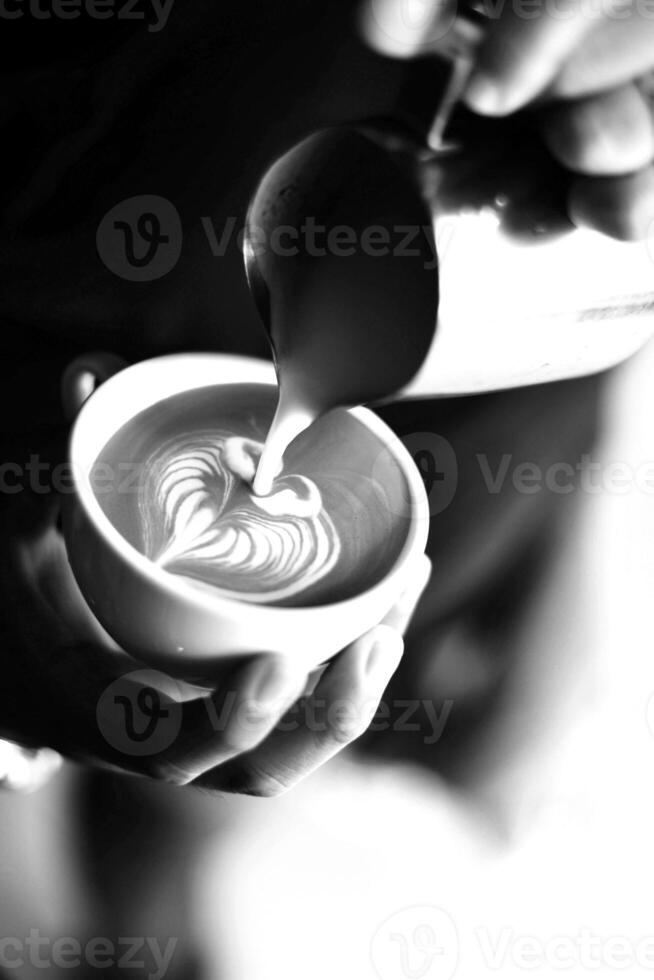 Coffee cup close vew black and white photo background, cup of tea or coffee on the table