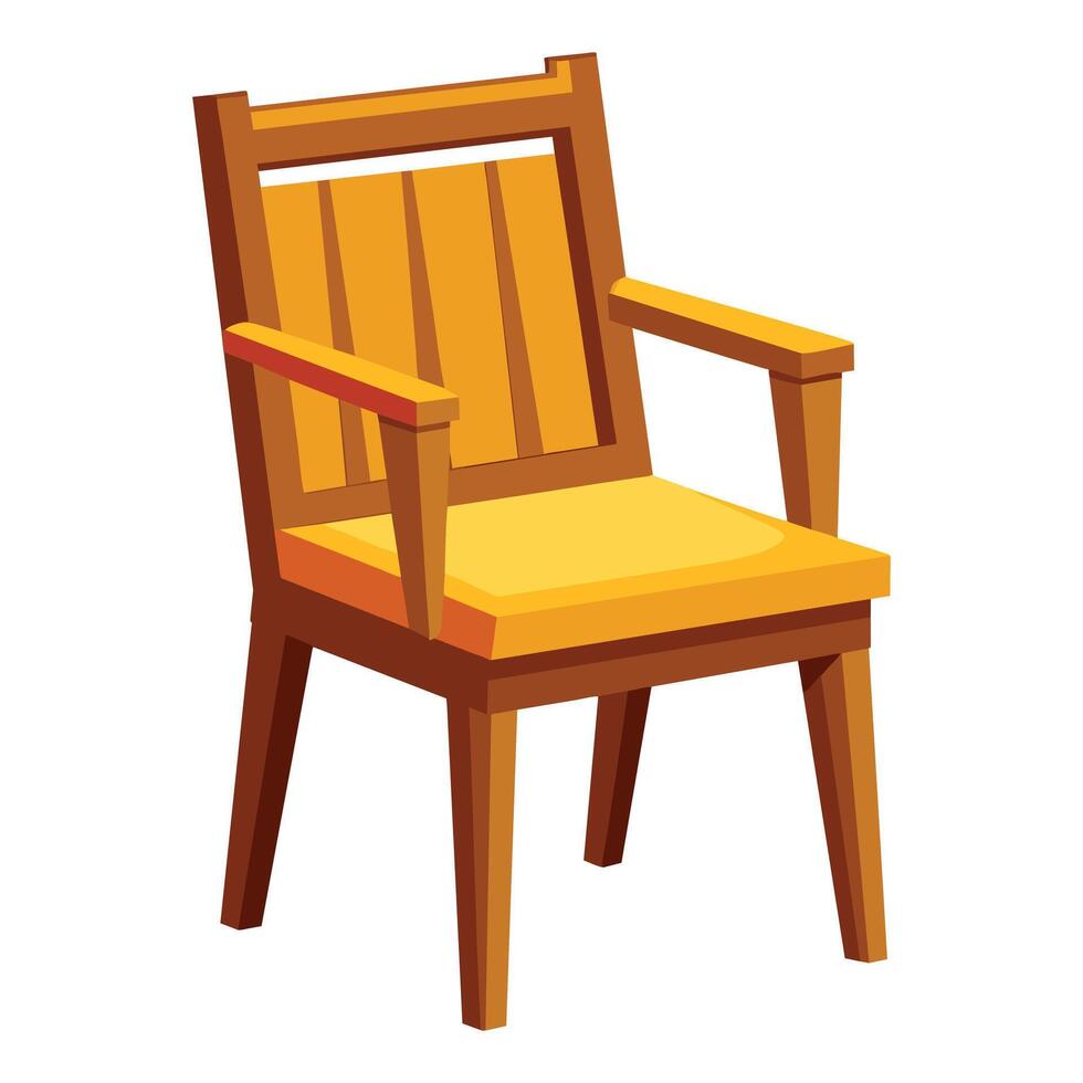 Wood Chair Isolated Illustration on White. vector