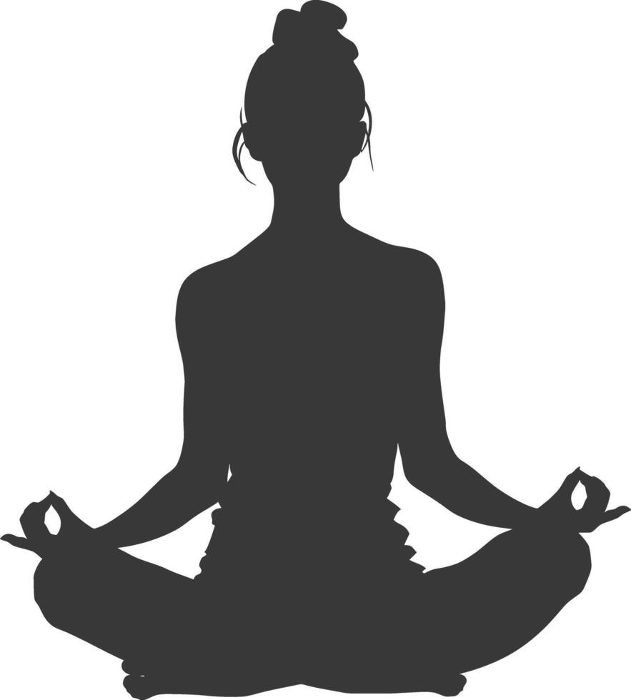 ai generado silueta mujer meditación yoga lleno cuerpo negro color solamente vector