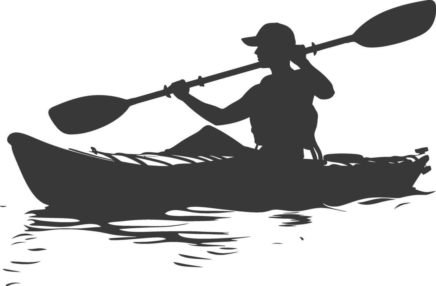 AI generated Silhouette Woman Canoe Player in action full body black color only vector