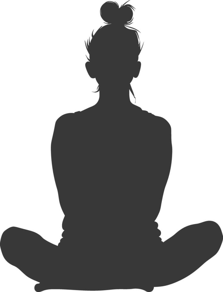 AI generated Silhouette Woman meditation yoga full body black color only vector