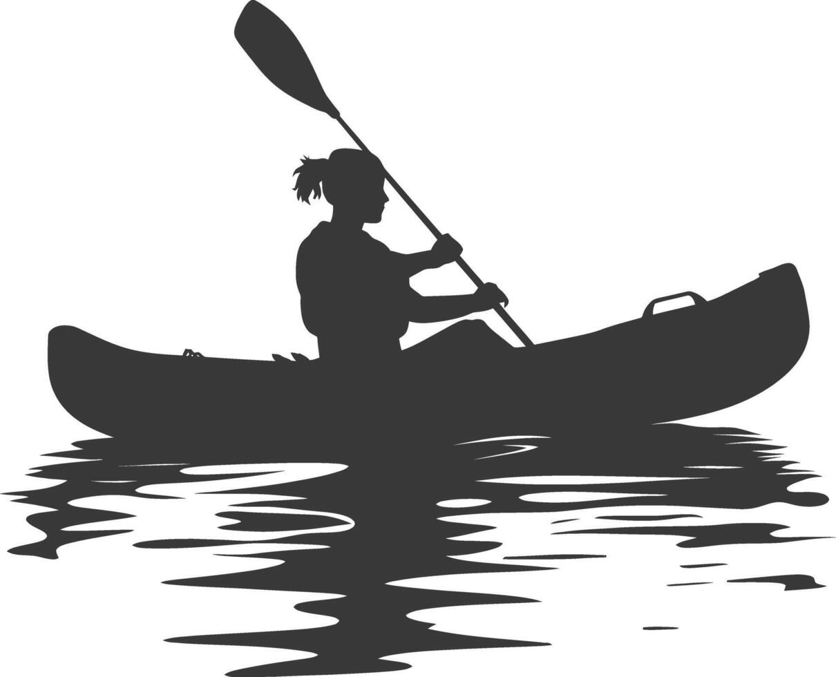 AI generated Silhouette Woman Canoe Player in action full body black color only vector