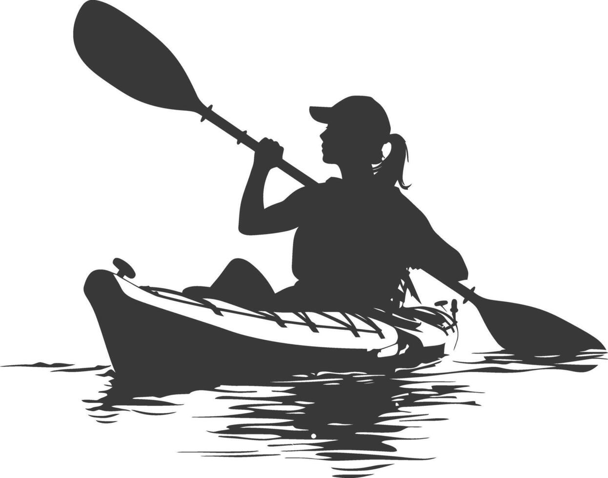 AI generated Silhouette Woman Canoe Player in action full body black color only vector