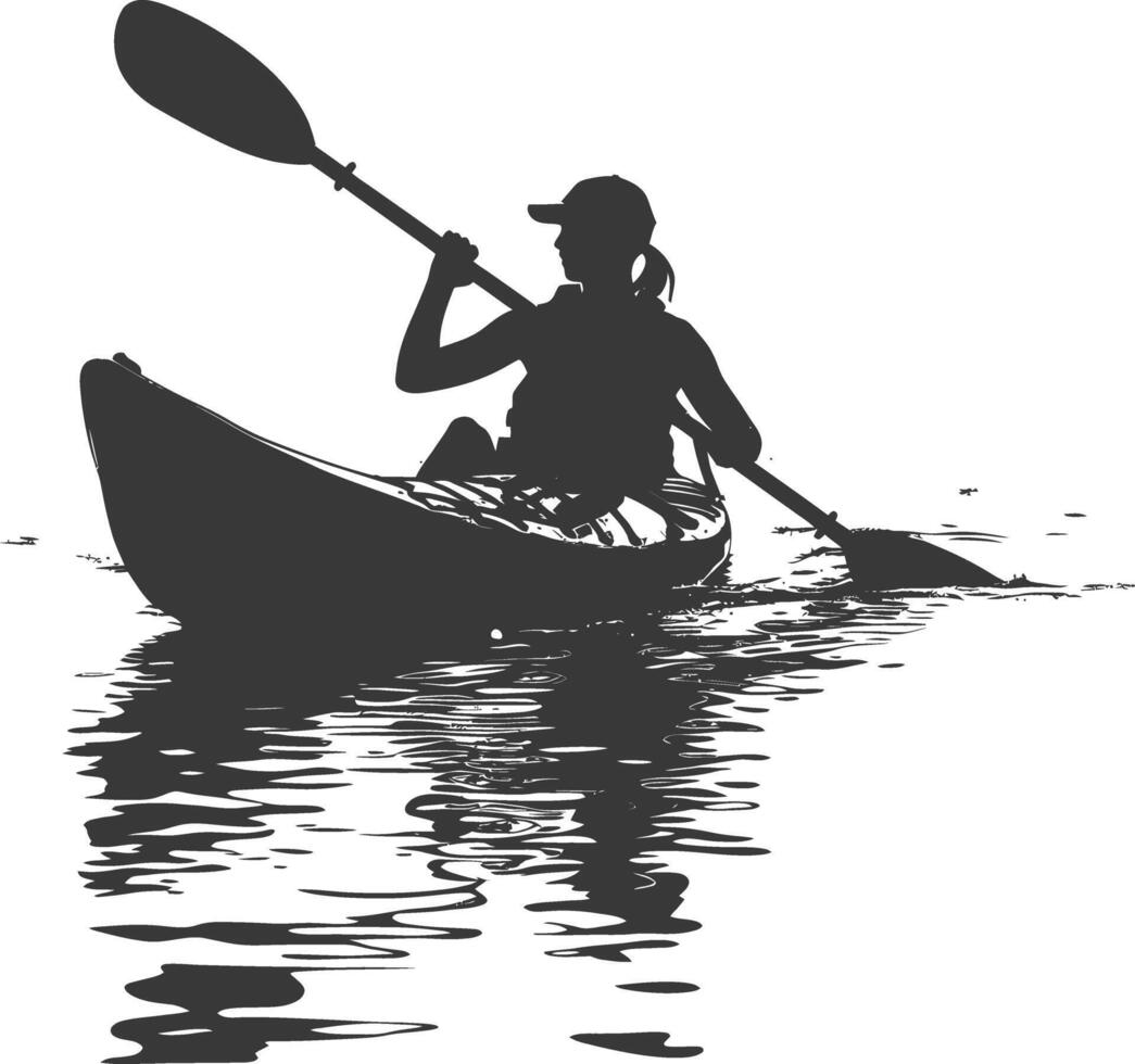 ai generado silueta mujer canoa jugador en acción lleno cuerpo negro color solamente vector