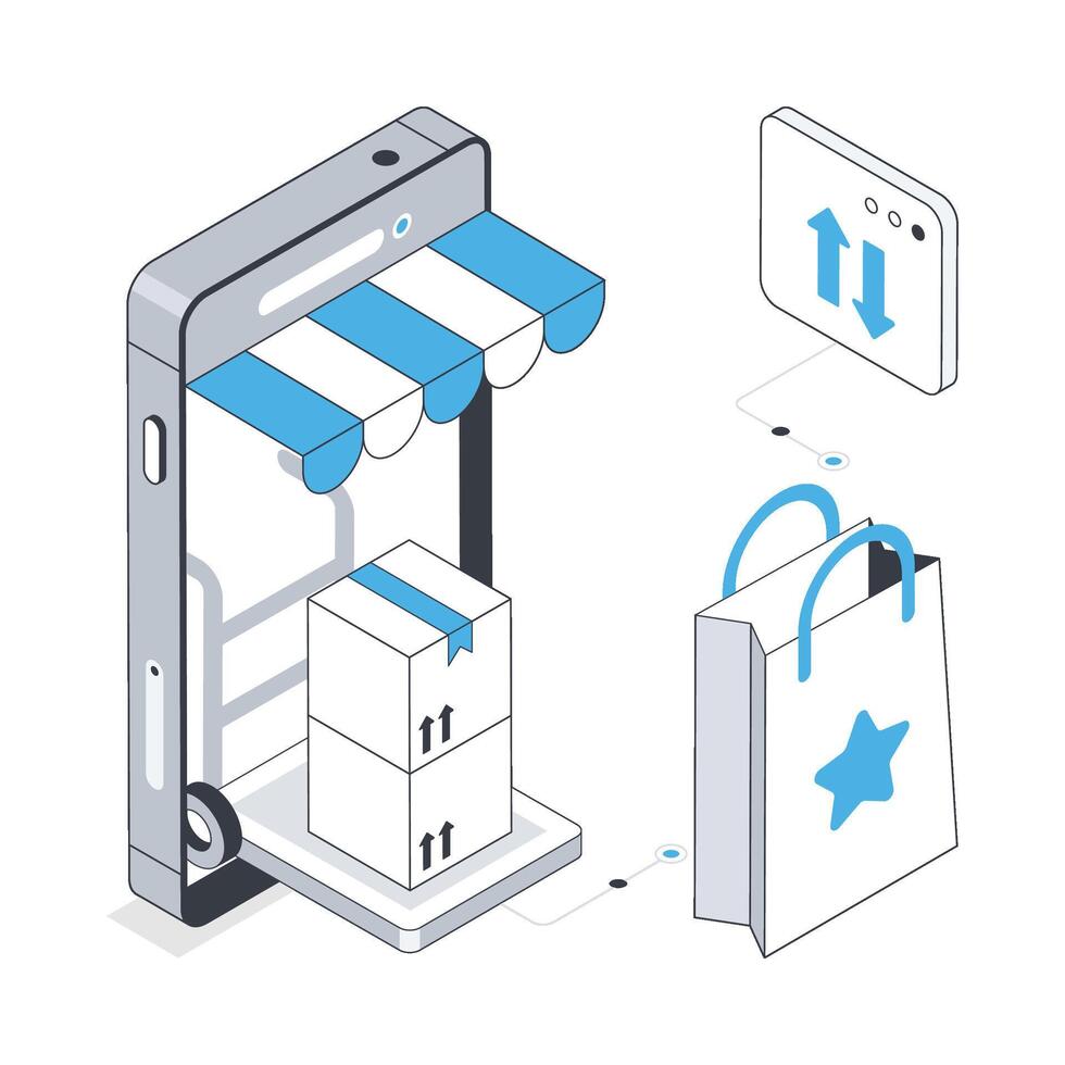 Online Shopping Order Delivery isometric stock illustration. Eps 10 File stock illustration. vector