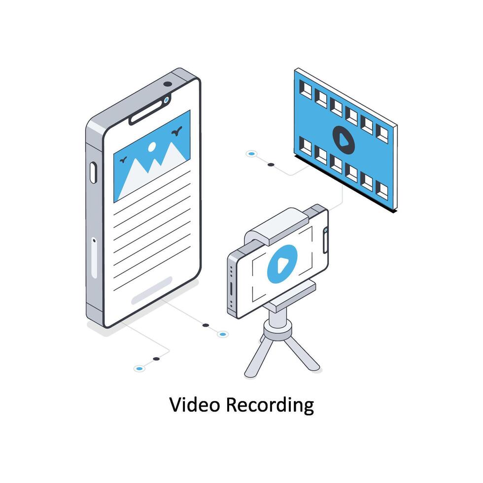 Video recording isometric stock illustration. EPS File stock illustration vector
