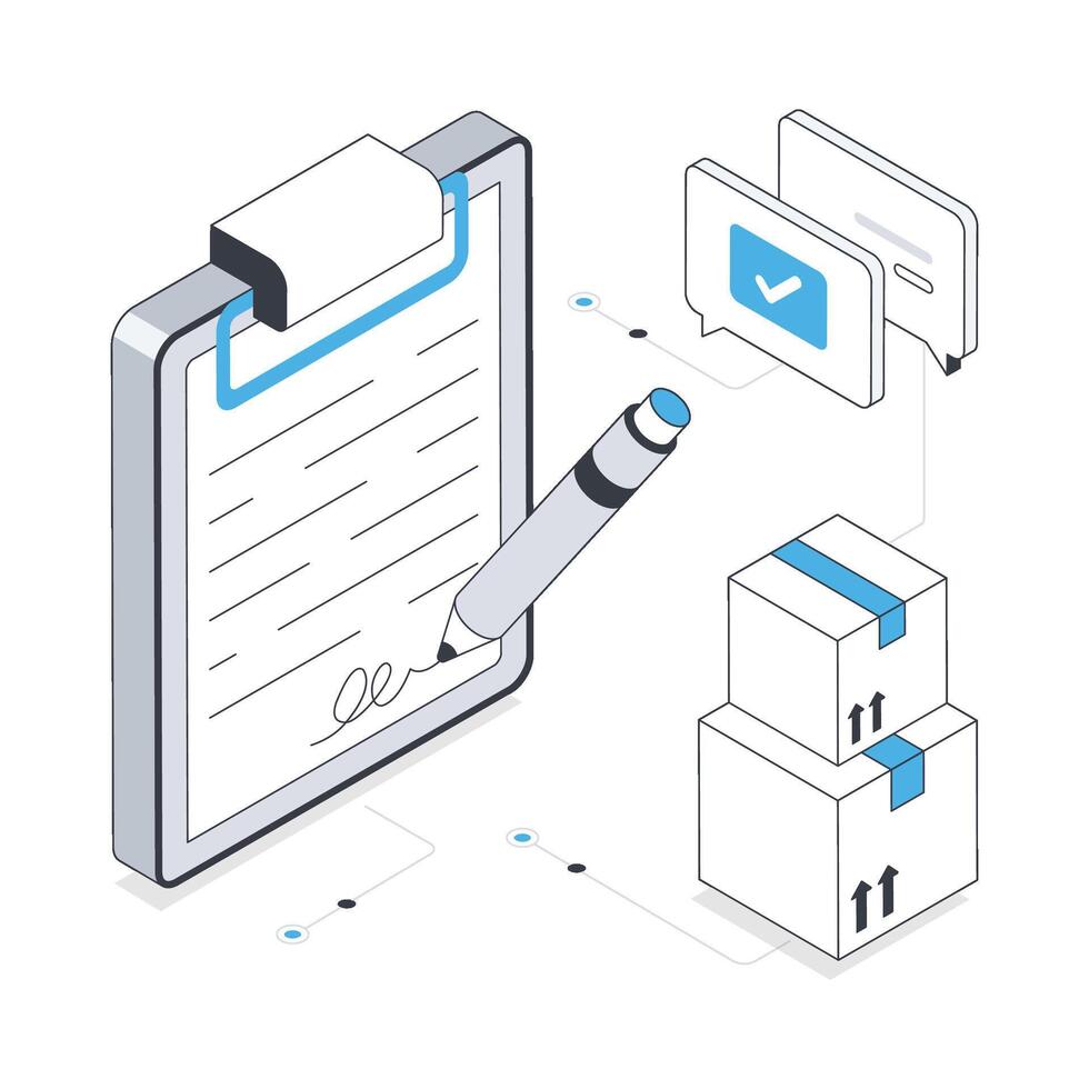 Signature After Taking Parcel isometric stock illustration. Eps 10 File stock illustration. vector