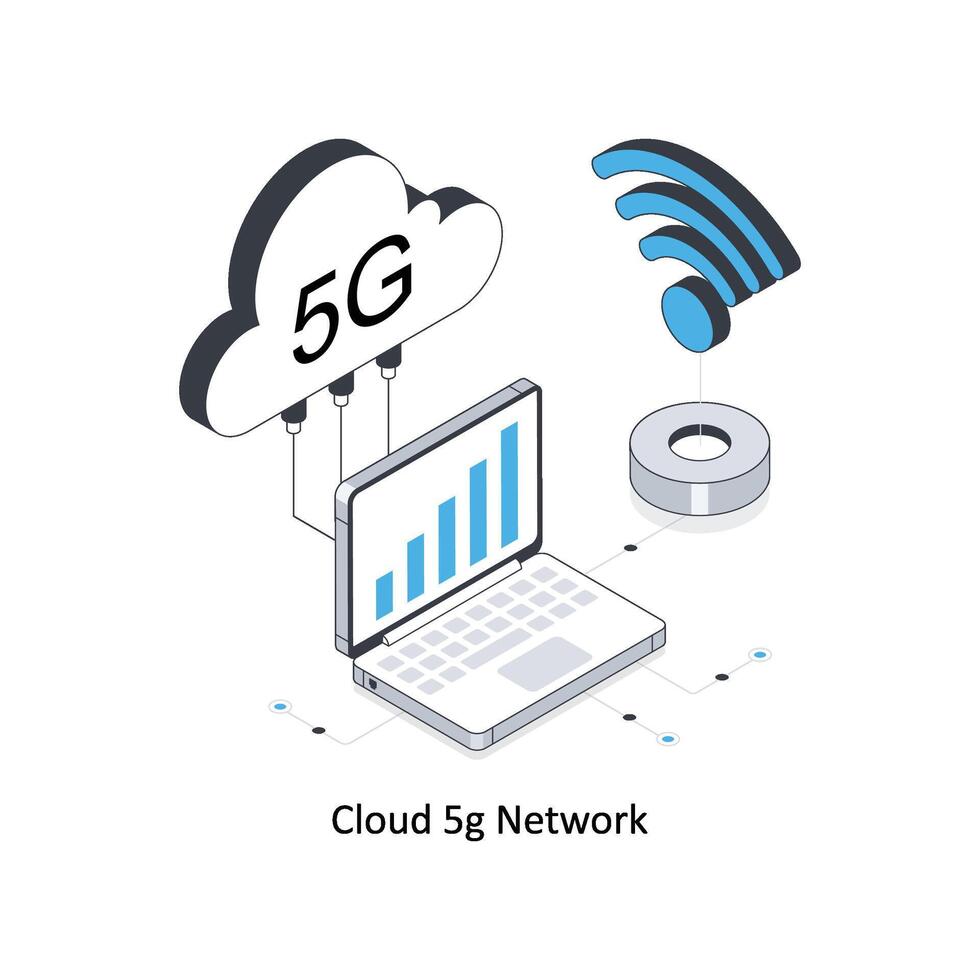 Cloud 5G Network isometric stock illustration. EPS File stock illustration vector