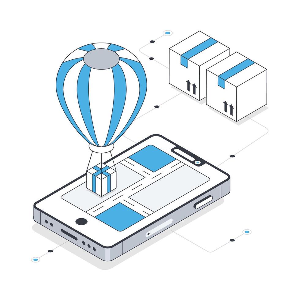 Balloon Delivery isometric stock illustration. Eps 10 File stock illustration. vector