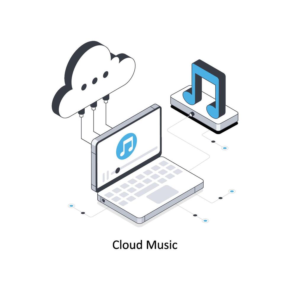 Cloud Music isometric stock illustration. EPS File stock illustration vector