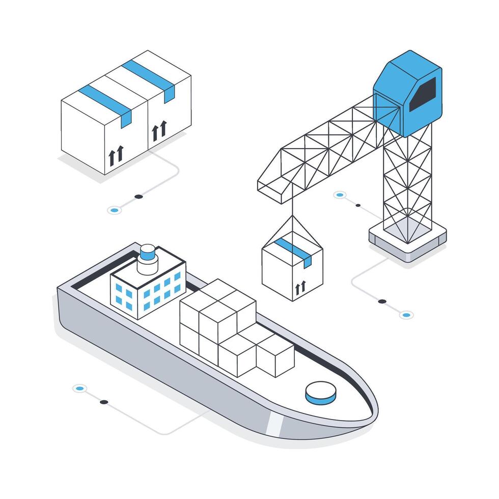 Cargo Ship isometric stock illustration. Eps 10 File stock illustration. vector