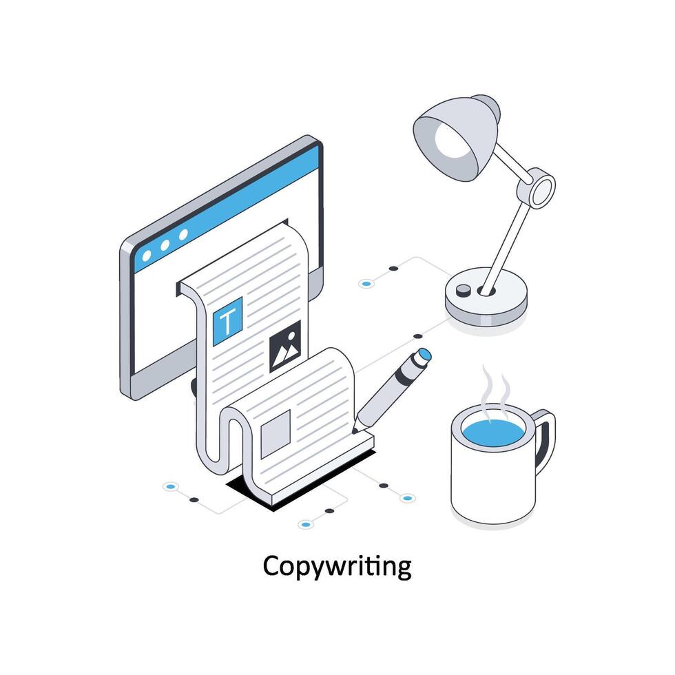 Copywriting isometric stock illustration. EPS File stock illustration vector