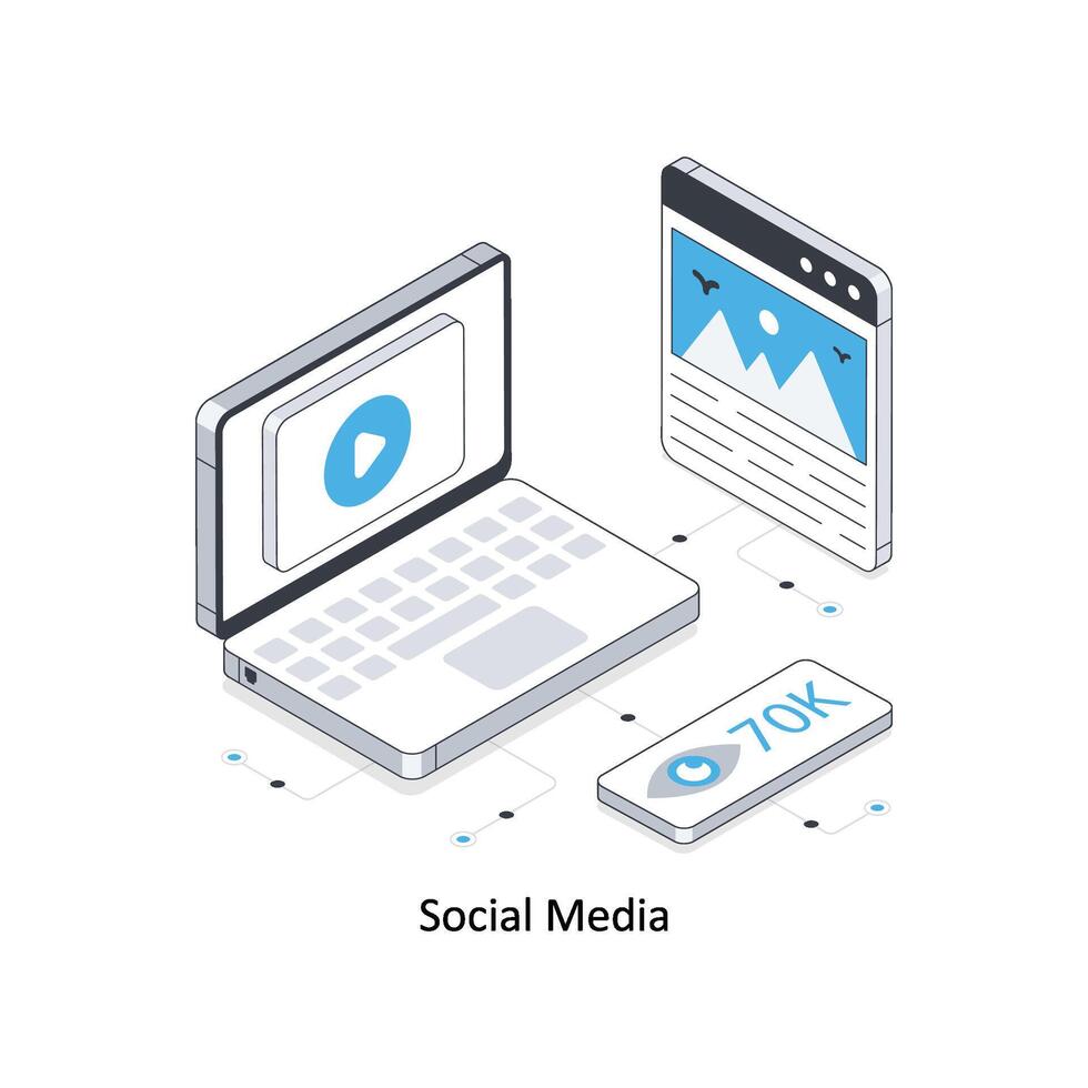 Social Media isometric stock illustration. EPS File stock illustration vector