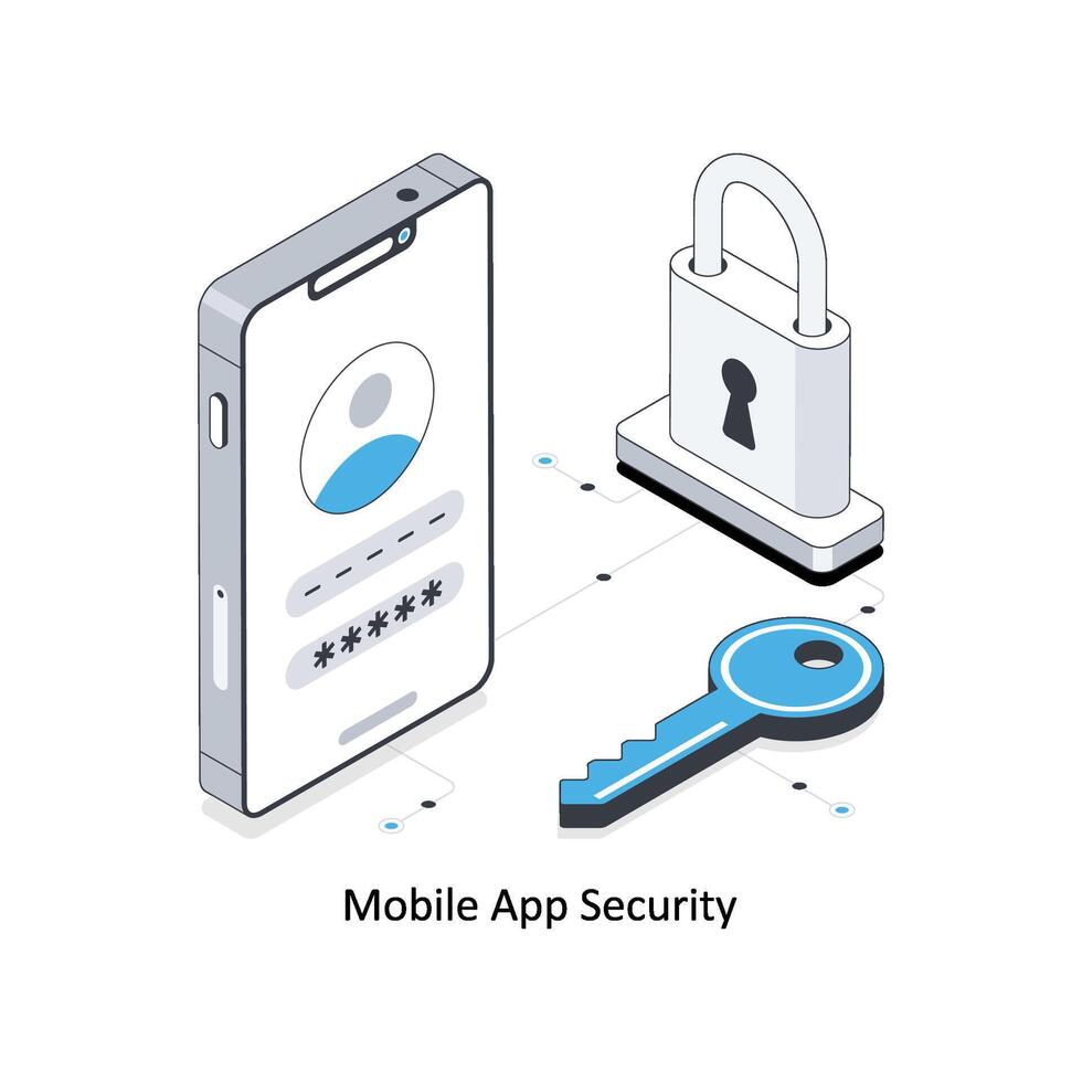 Mobile App Security  isometric stock illustration. EPS File stock illustration vector