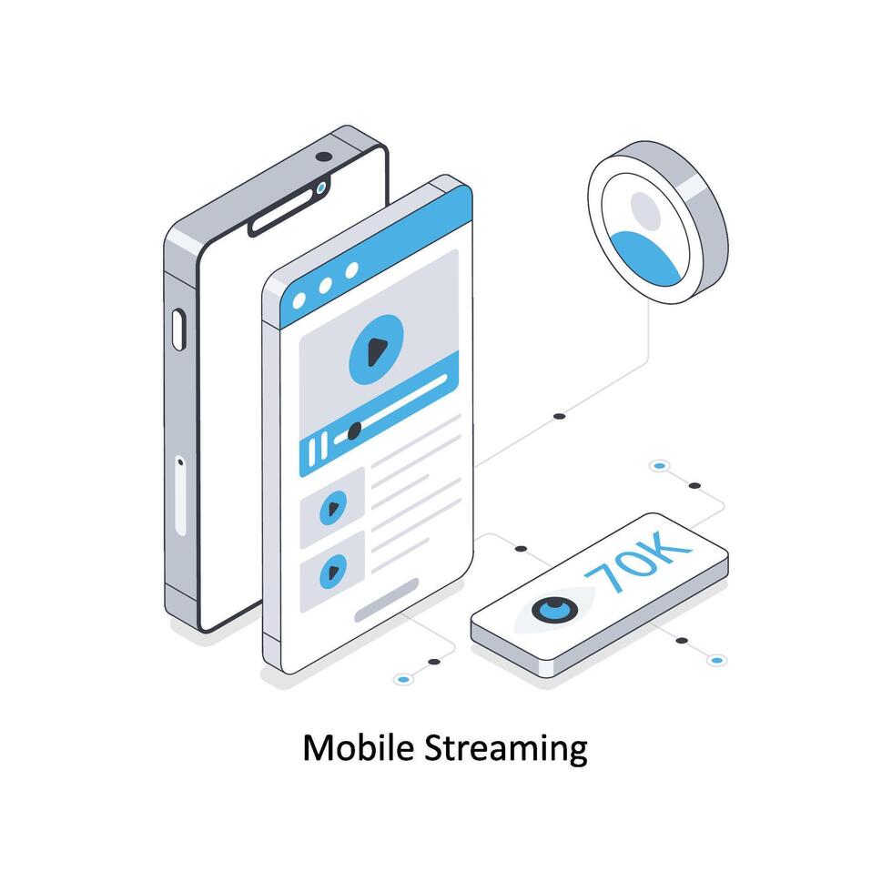 Mobile Streaming isometric stock illustration. EPS File stock illustration vector