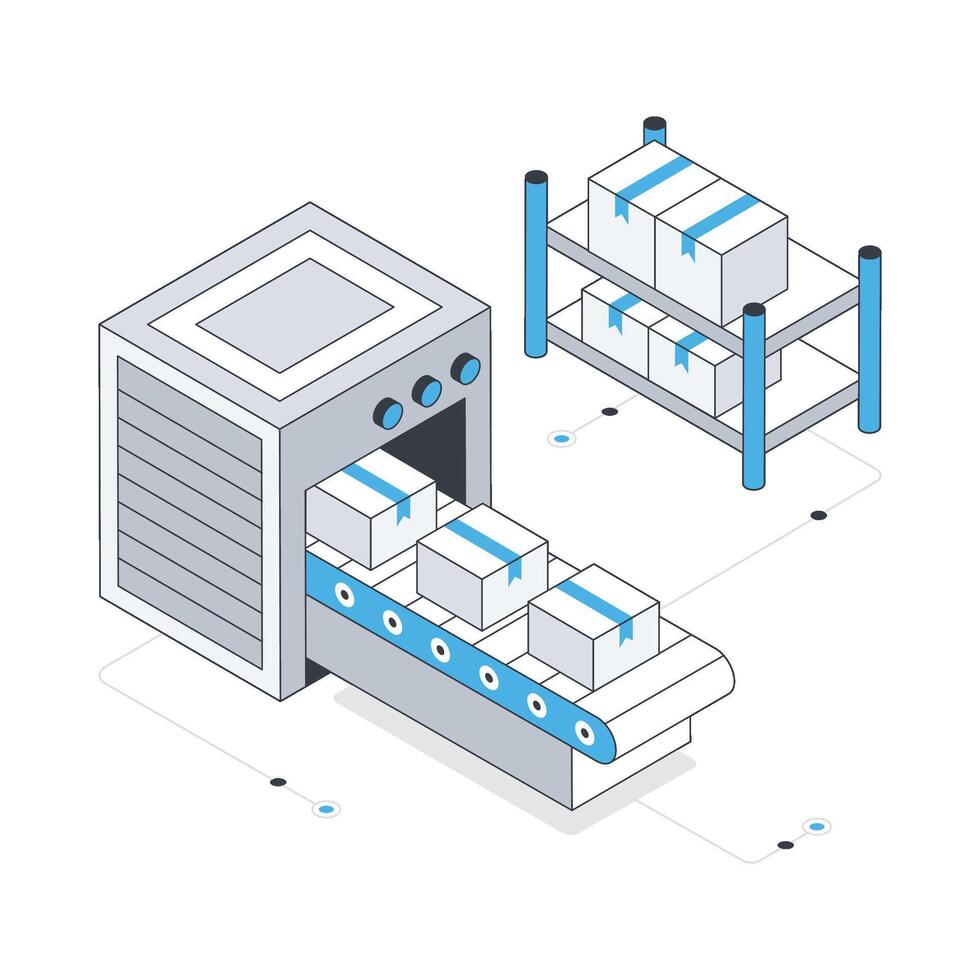 Conveyor Belt isometric stock illustration. Eps 10 File stock illustration. vector
