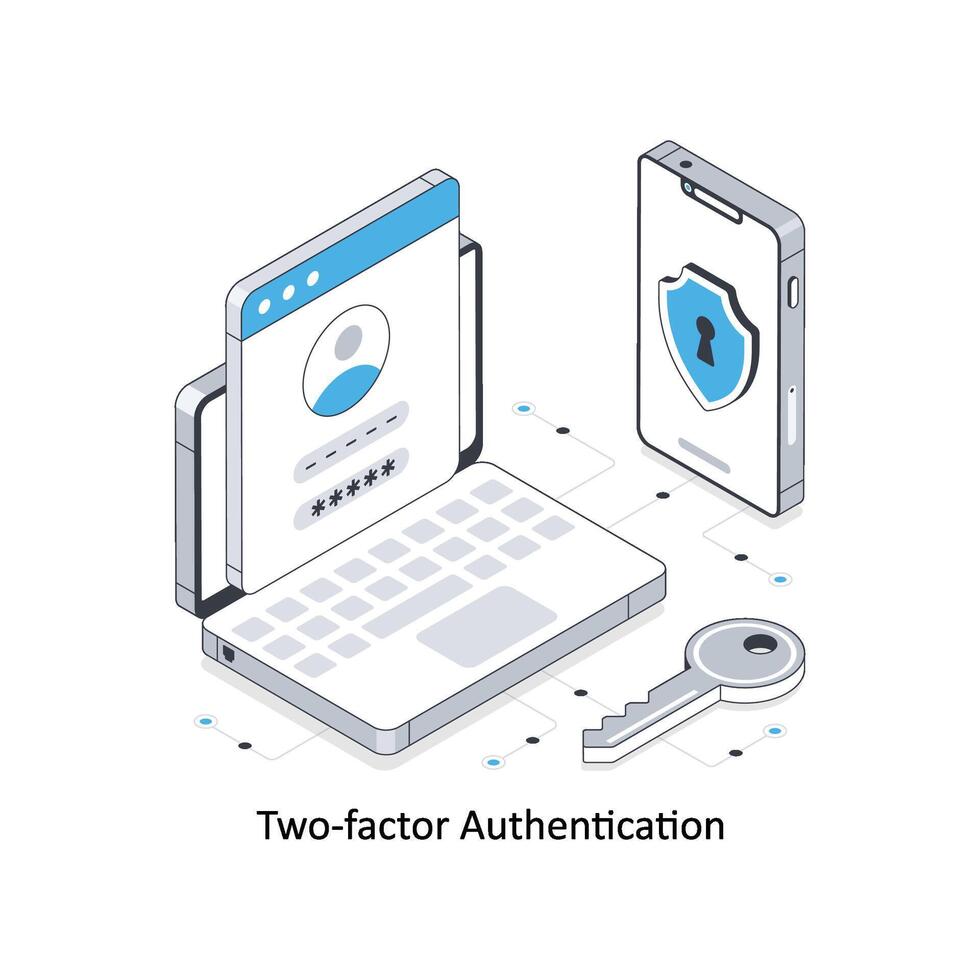 Two-Factor Authentication isometric stock illustration. EPS File stock illustration vector