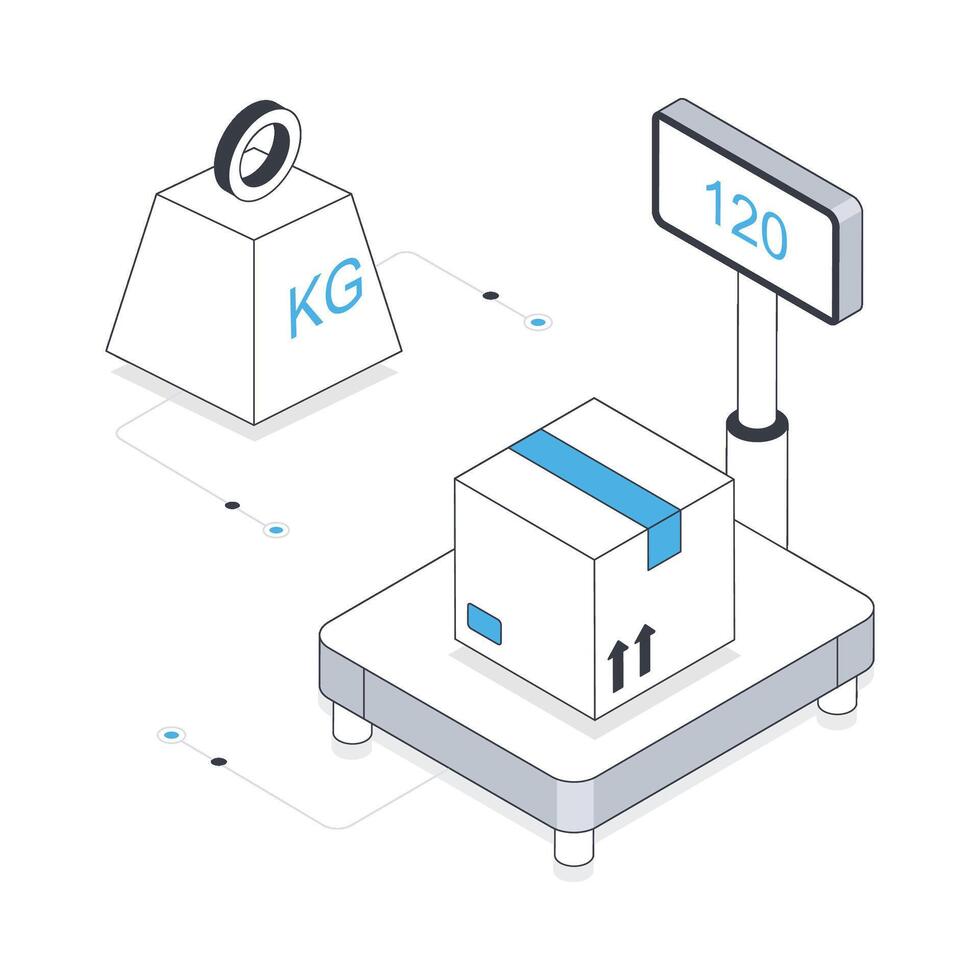 Weight Of Delivery Box isometric stock illustration. Eps 10 File stock illustration. vector