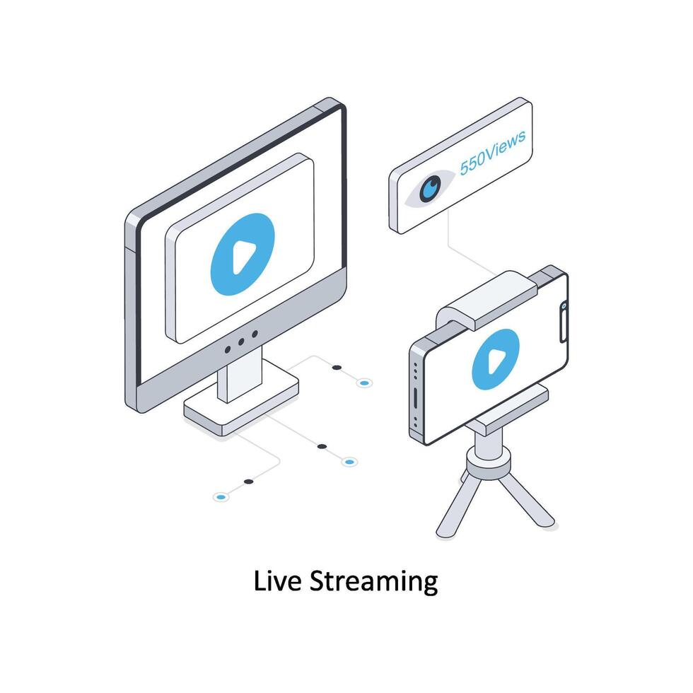Live Streaming isometric stock illustration. EPS File stock illustration vector