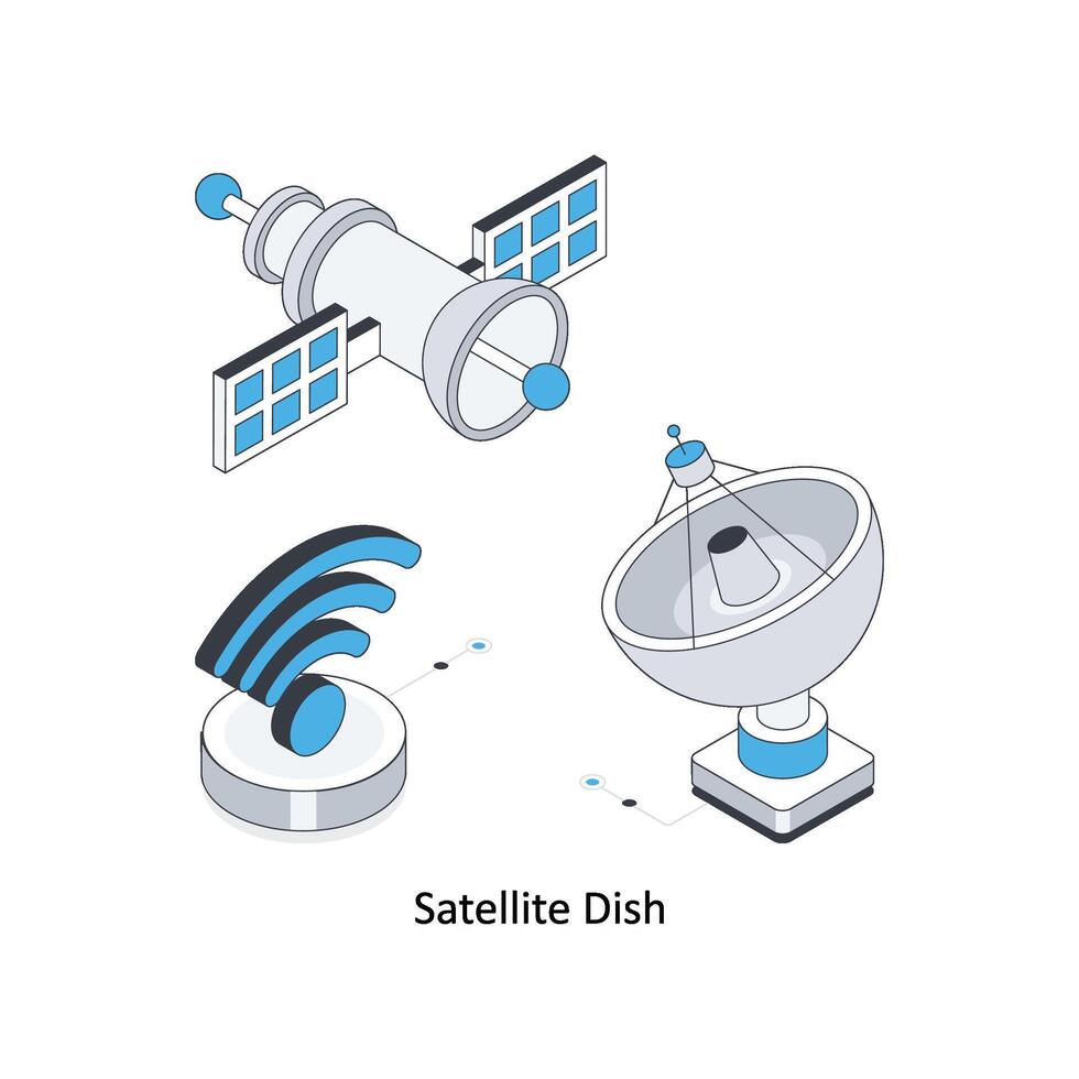Satellite Dish isometric stock illustration. EPS File stock illustration vector