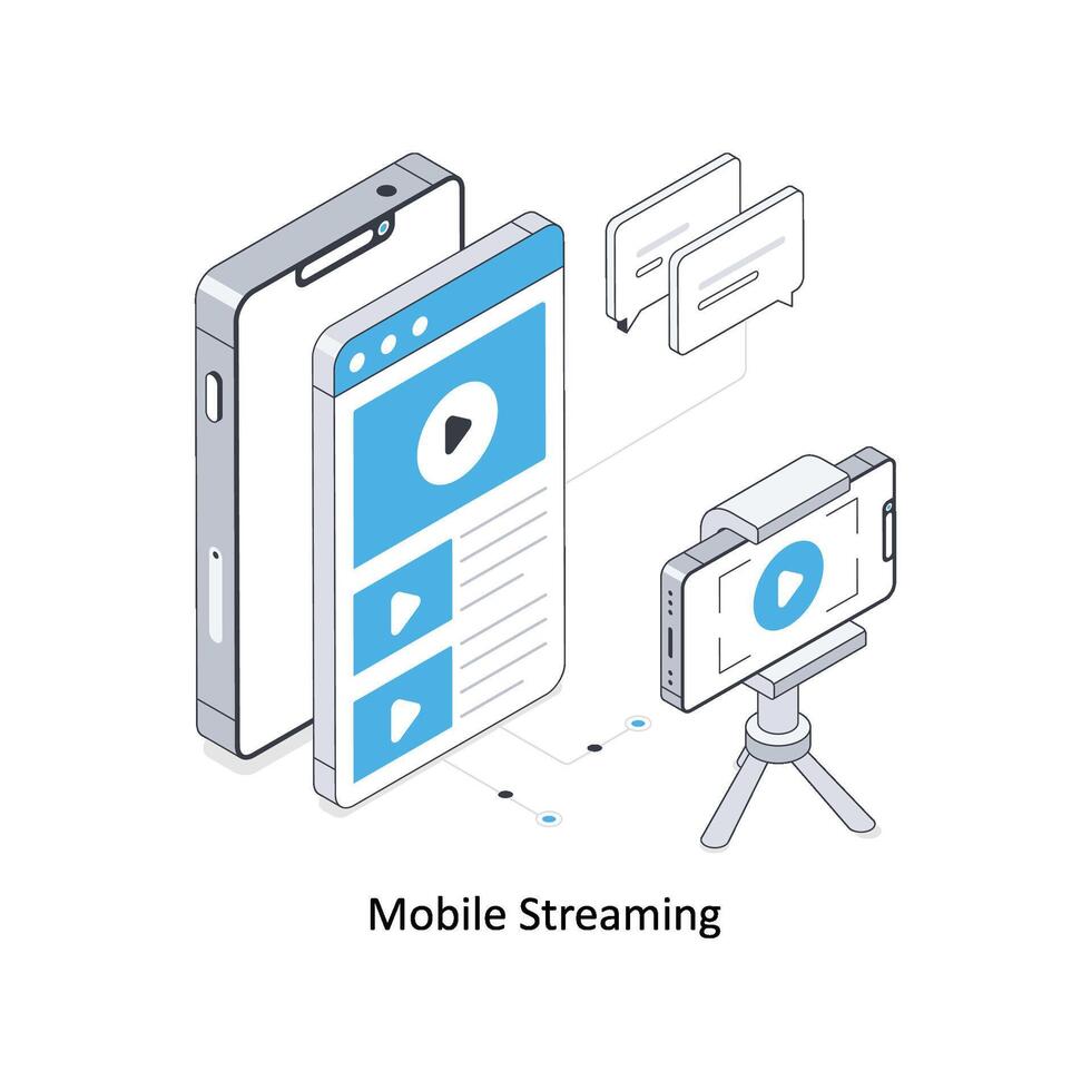 Mobile Streaming isometric stock illustration. EPS File stock illustration vector