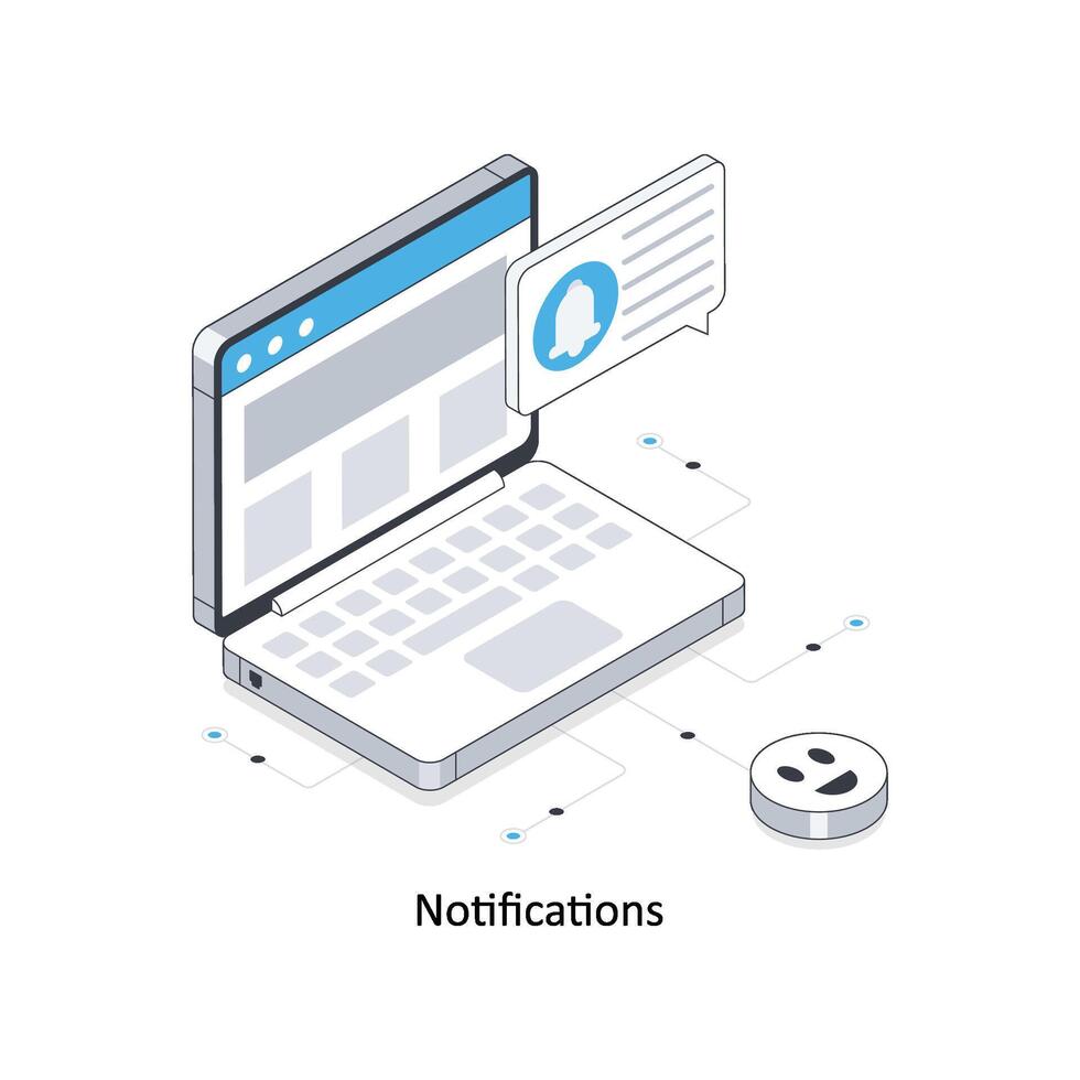 Notifications isometric stock illustration. EPS File stock illustration vector