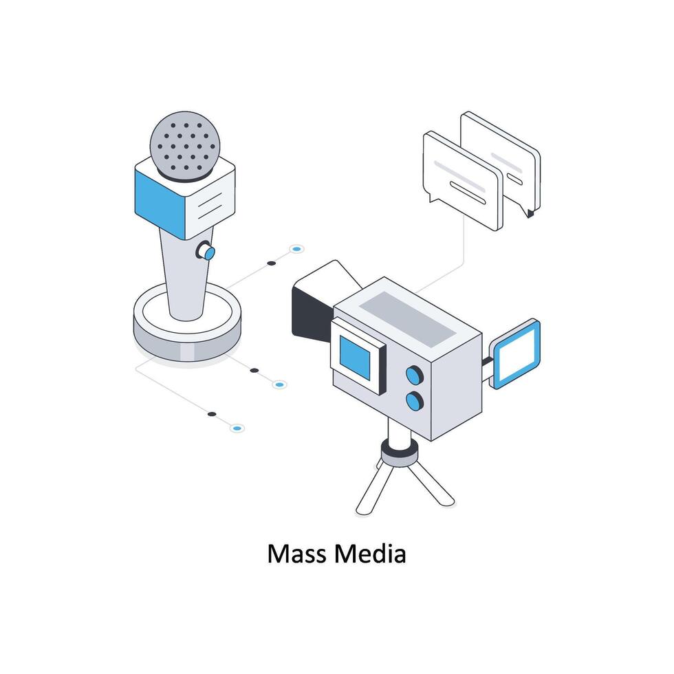 Mass Media isometric stock illustration. EPS File stock illustration vector