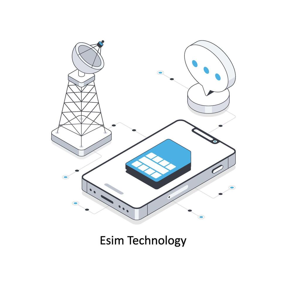 ESim Technology isometric stock illustration. EPS File stock illustration vector
