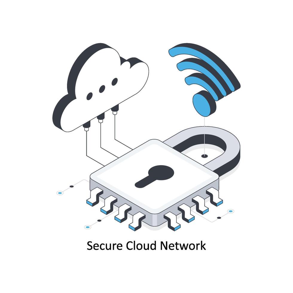 Secure Cloud Network isometric stock illustration. EPS File stock illustration vector
