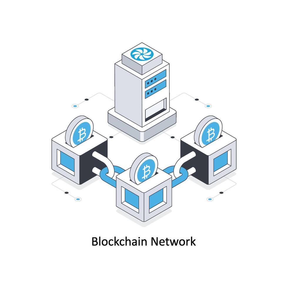 Block chain Network isometric stock illustration. EPS File stock illustration vector