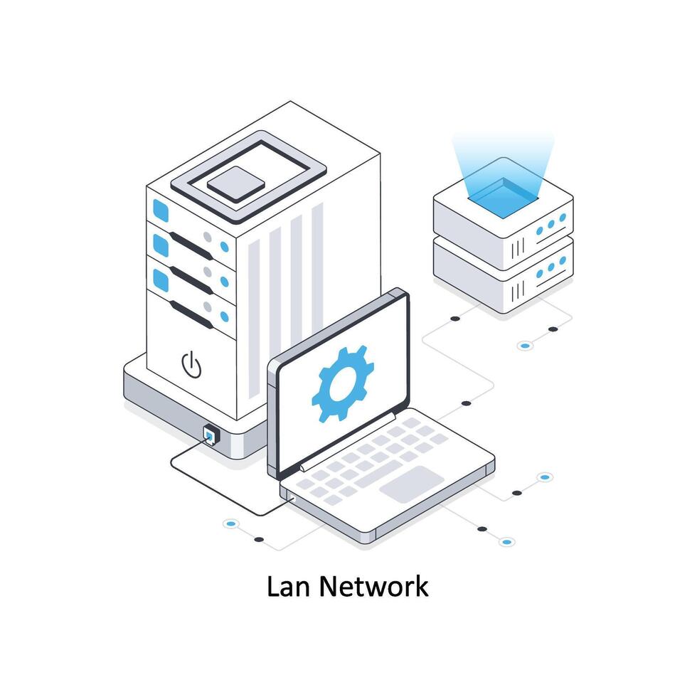 Lan network isometric stock illustration. EPS File stock illustration vector