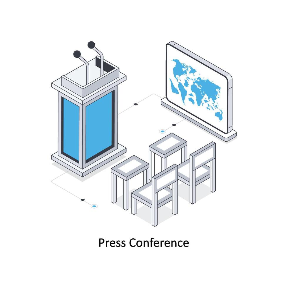 Press conference isometric stock illustration. EPS File stock illustration vector