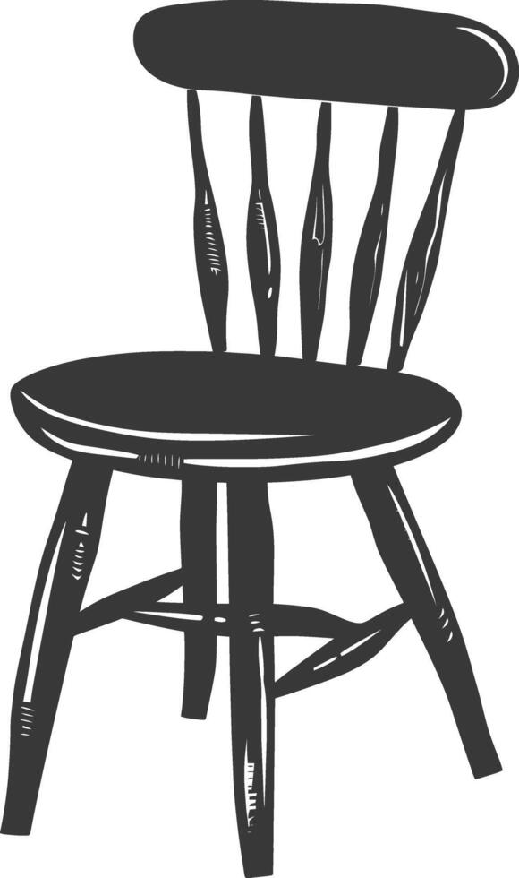 AI generated Silhouette Wooden Chair black color only vector