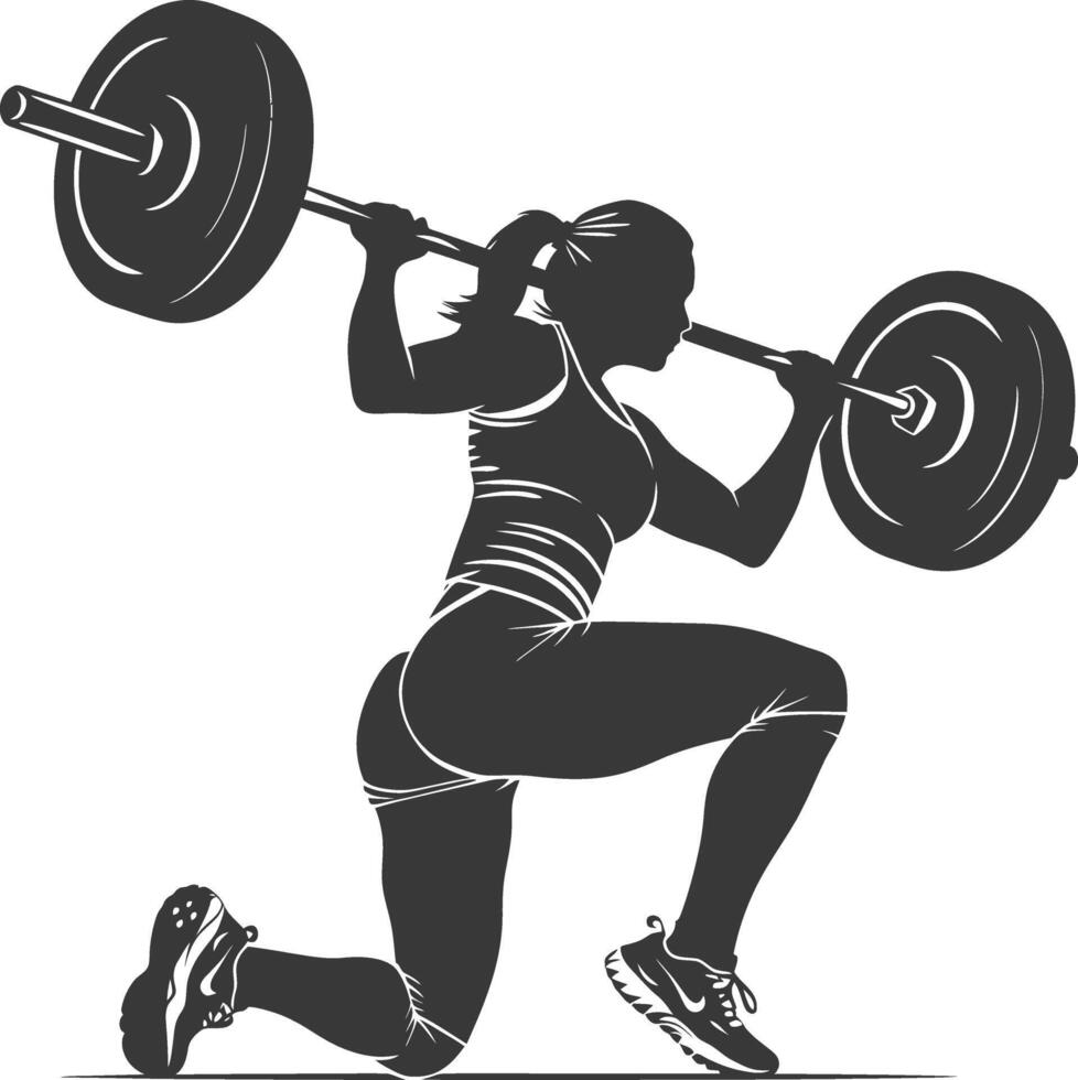 AI generated Silhouette Woman weightlifting Player in action full body black color only vector