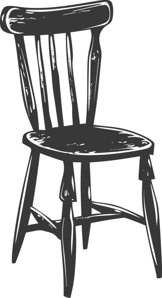 AI generated Silhouette Wooden Chair black color only vector